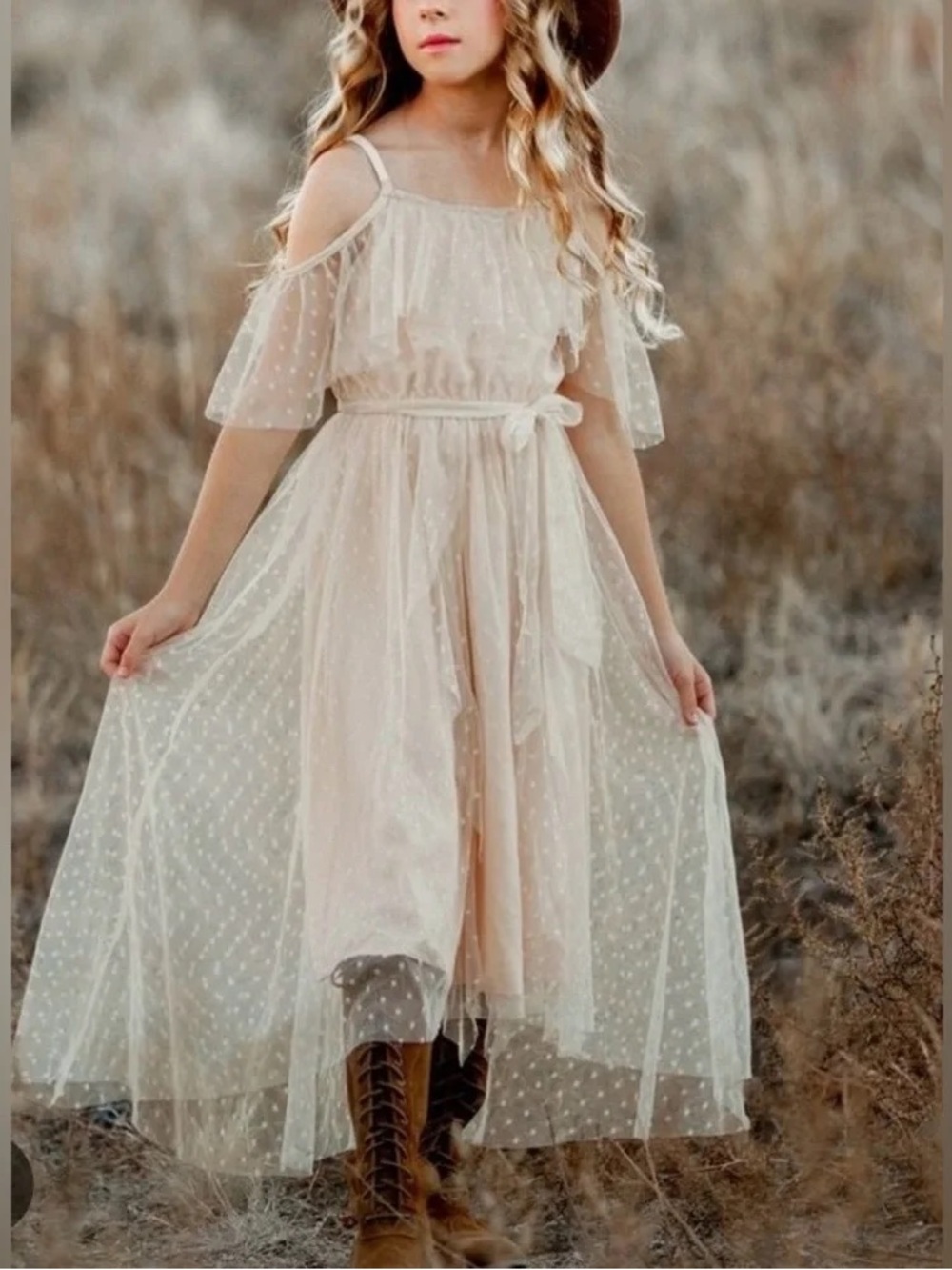 Joyfolie Lauryn Girls Boho Tulle Maxi Dress Size 6
